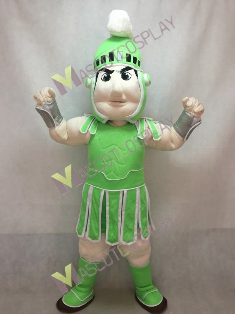 Spartan Trojan Knight Sparty Mascot Costume Custom Color Light Green and White