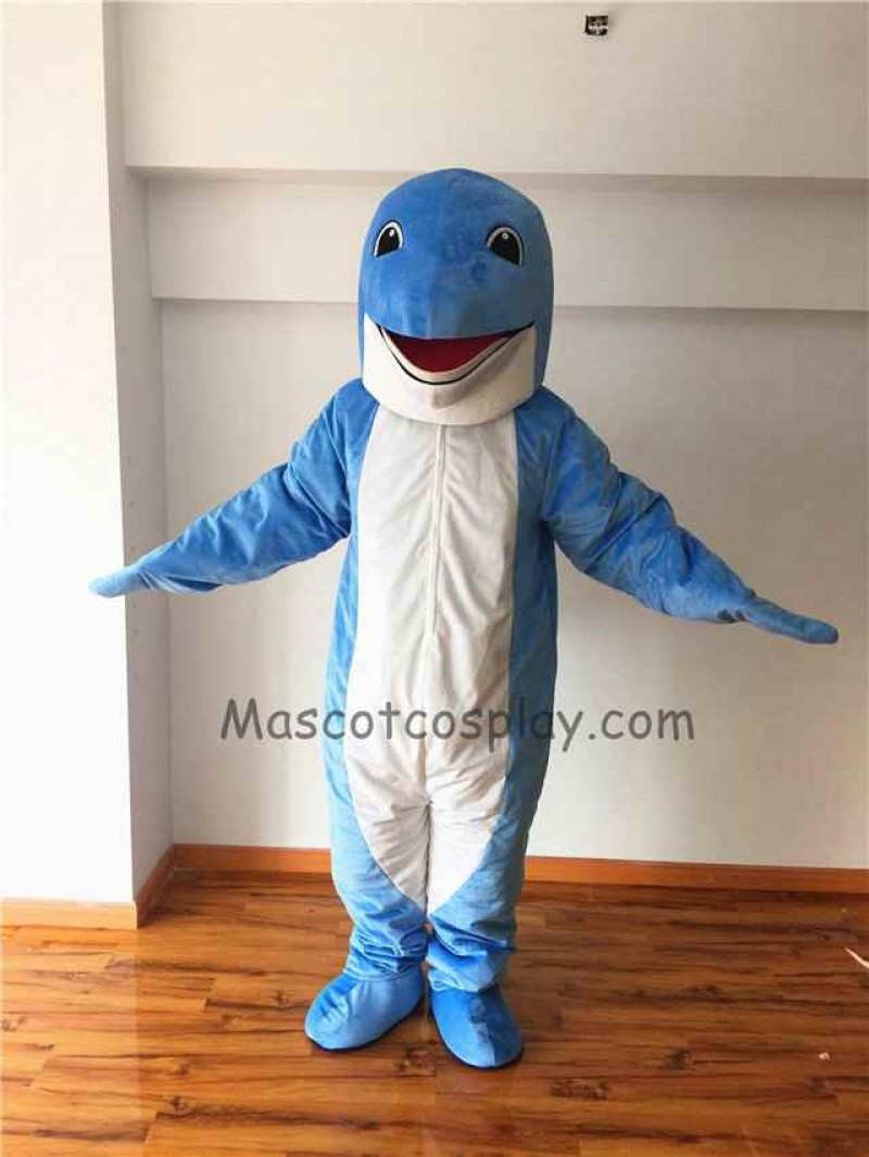 Cute Blue Dolphin Mascot Costume