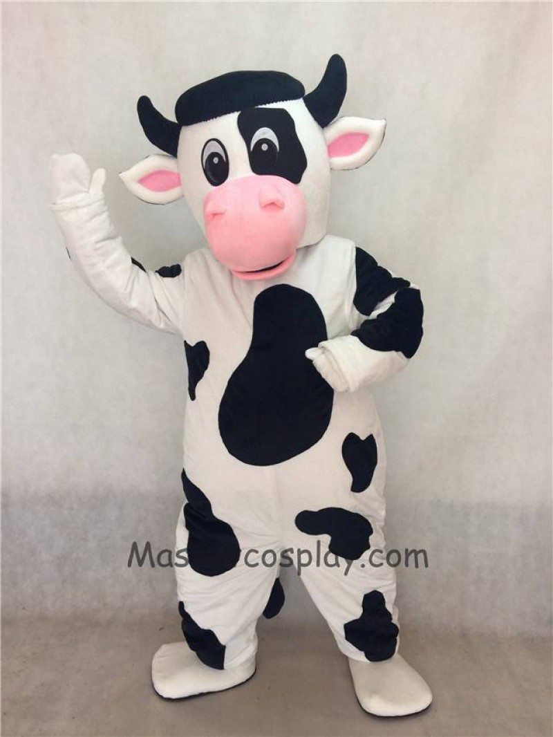 White Cow with Black Spot Mascot Costume