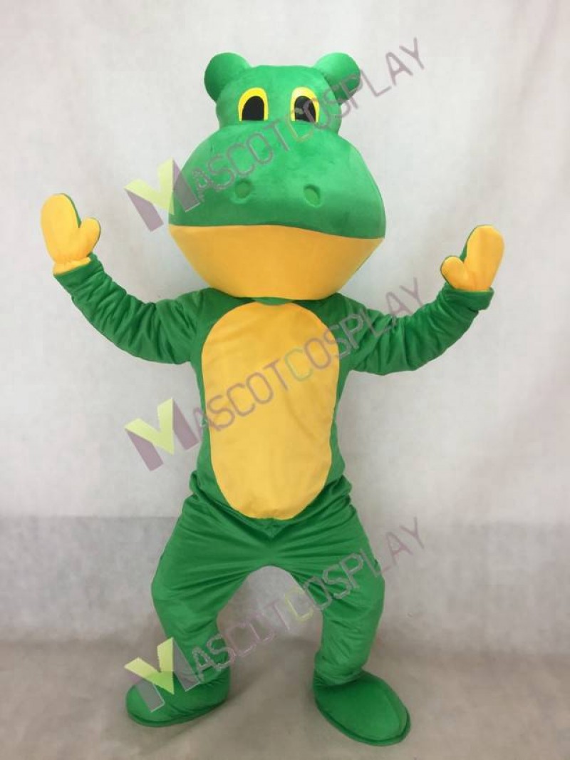 Green Deluxe Frog Mascot Costume with Yellow Belly