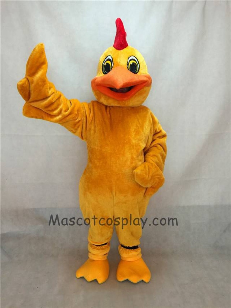 High Quality New Long Hair Plush Yellow Chicken Mascot Bird Costume