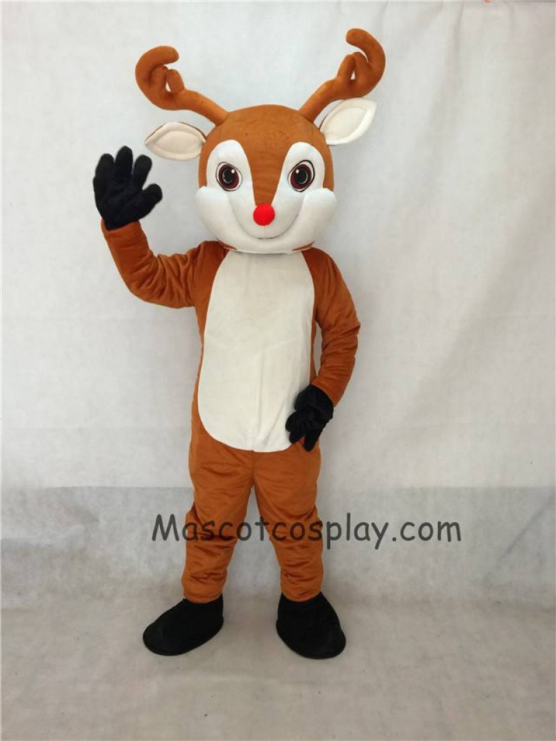 High Quality Rudolph The Red Nose Deer Reindeer Mascot Costume