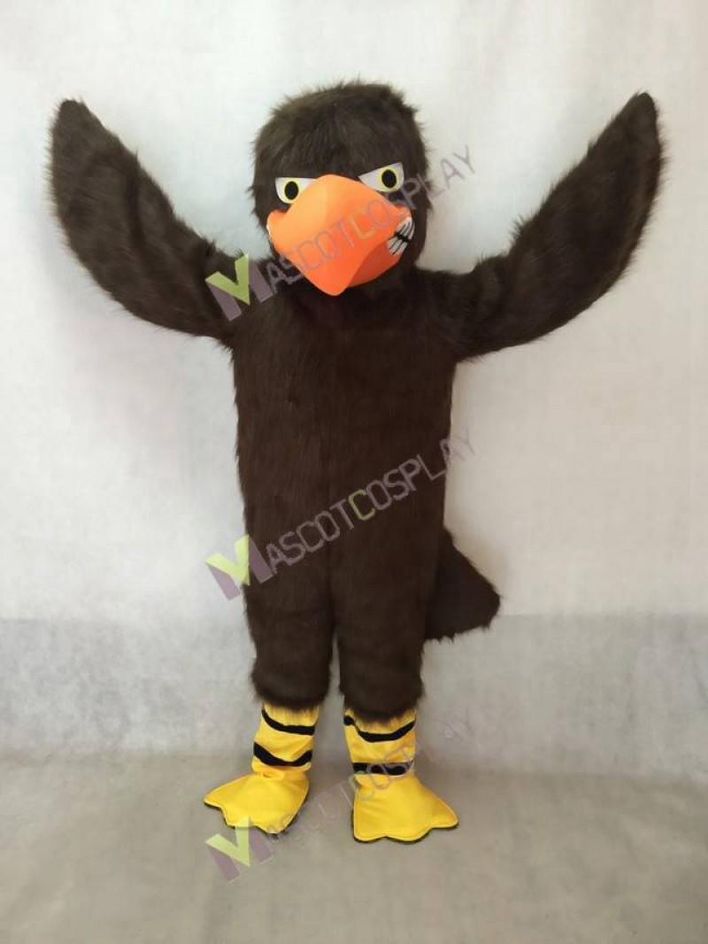 Hot Sale Brown Fierce Falcon Mascot Costume with Orange Beak