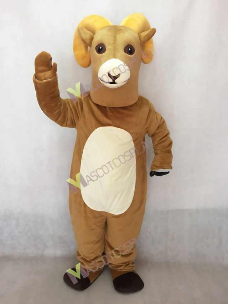 Hot Sale Tan Rocky Ram Mascot Costume with White Belly