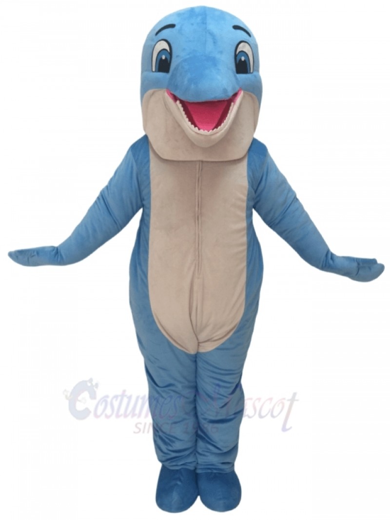 Blue Happy Dolphin Mascot Costume