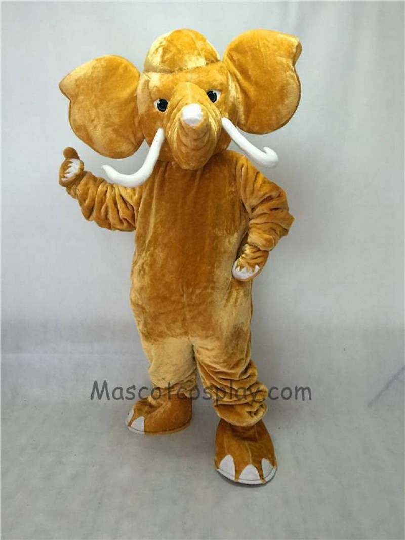 Cute Mammoth Elephant with Long Tusk Mascot Costume