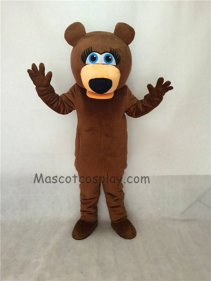 Cute Female Brown Bear Adult Mascot Costume