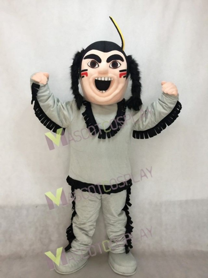 New Brave Indian in Grey Mascot Costume