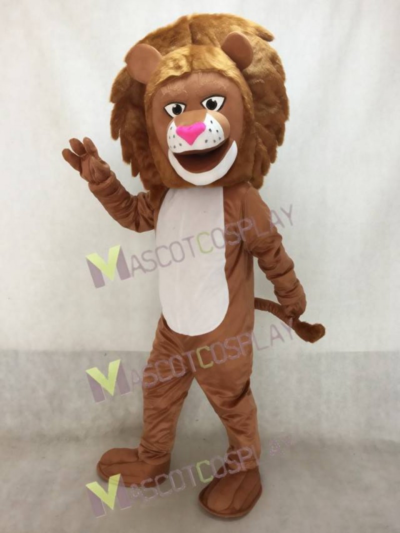 High Quality Realistic New Lion with Long Mane and White Belly Mascot Costume