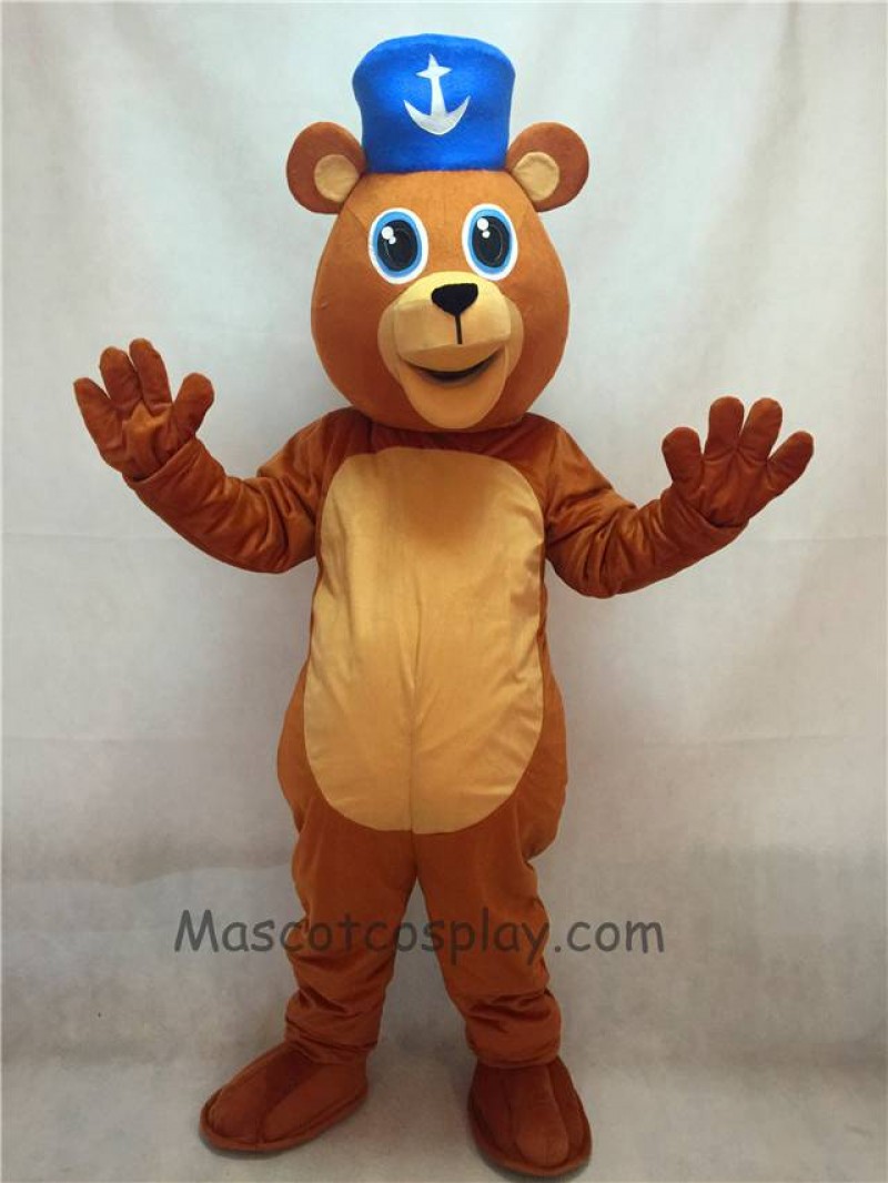 High Quality Adult Happy Valentine's Day Bear with Blue Hat Mascot Costume