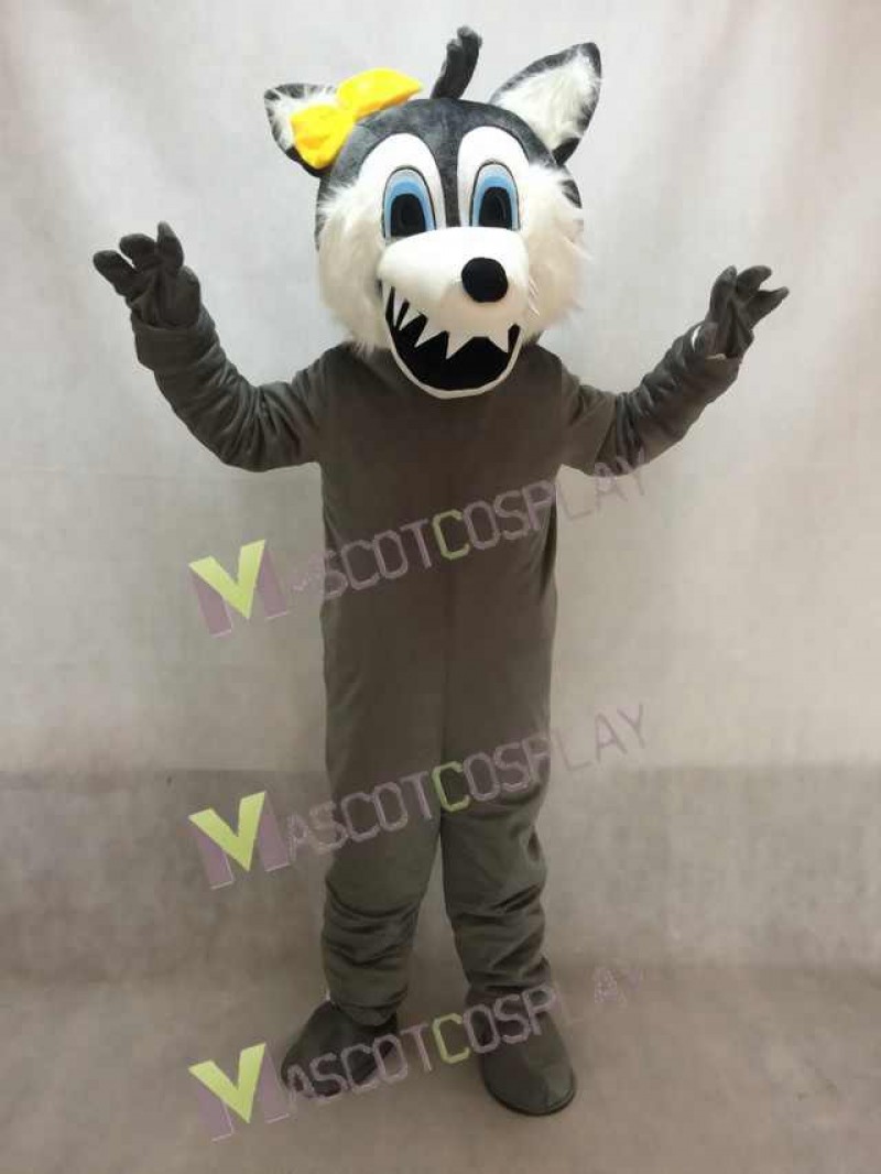 New Big Bad Gray Female Wolf Mascot Costume