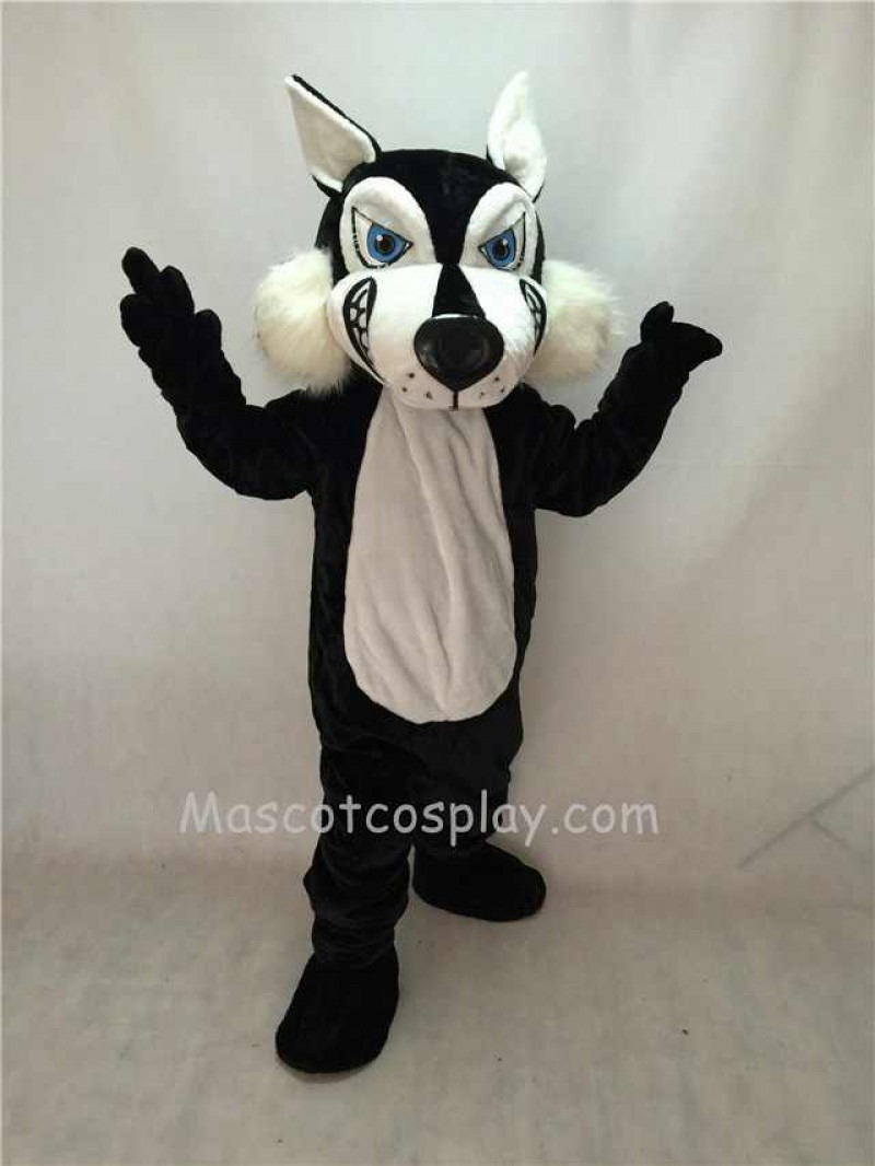 Fierce Adult Black Wolf Mascot Costume