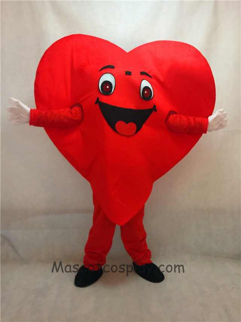 High Quality Adult Red Love Heart Mascot Costume Fancy Dress for Valentine Outfit