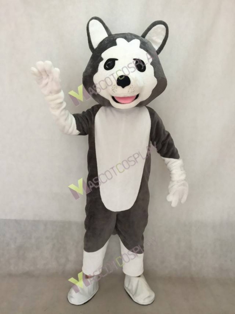 Realistic Adult Dark Gray Wolf Dog Mascot Costume