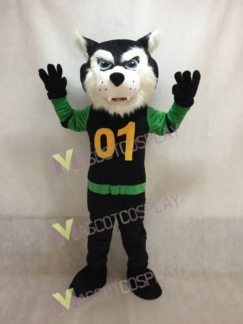Custom Color Green and Black Shirt Bearcat Mascot Costume