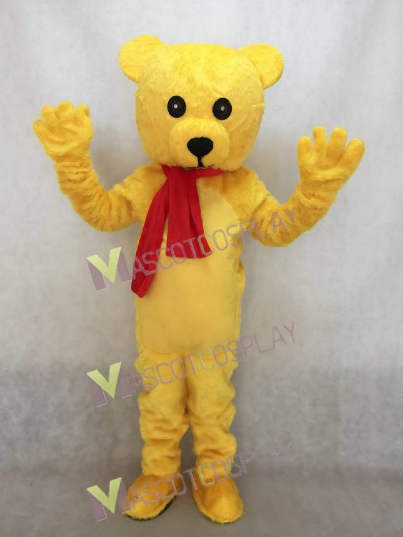 New Stuffed Teddy Bear with Red Bow Mascot Costume