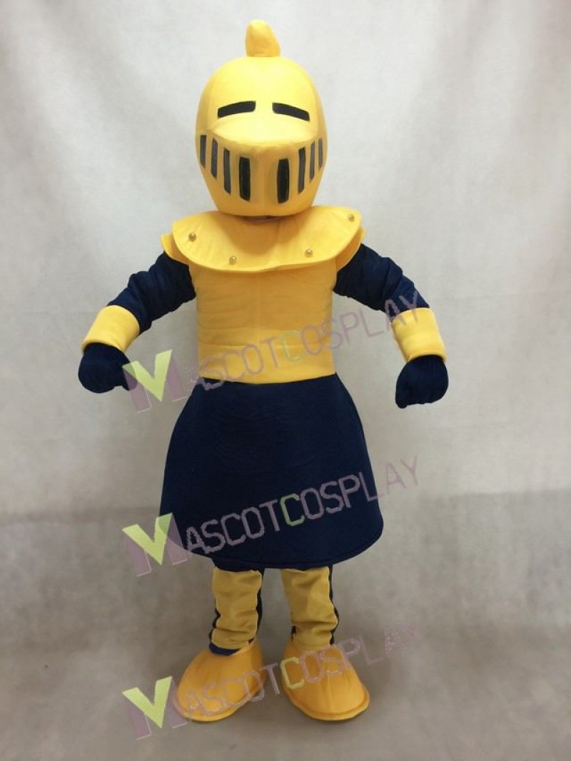 Yellow and Dark Blue Knight Mascot Costume