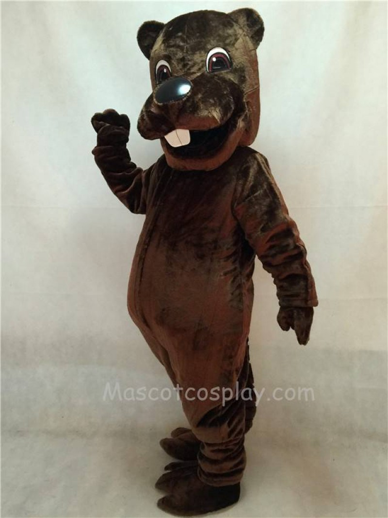 Cute Barney Beaver Mascot Costume