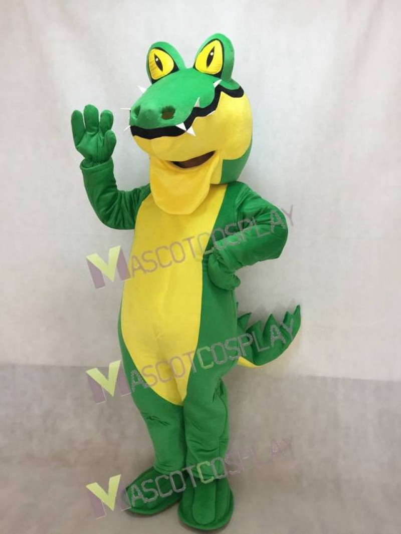 New Green Crocodile Mascot Costume with Yellow Belly