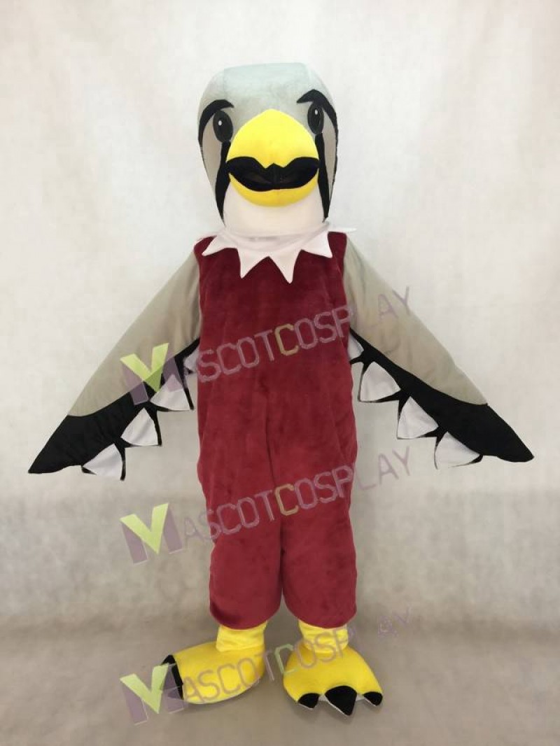 Cute Brown Falcon with Grey Wings Mascot Costume