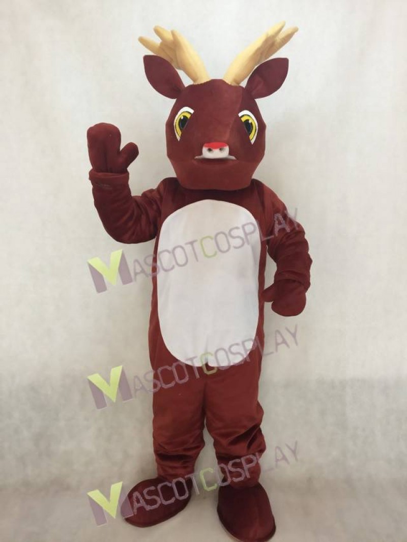 Sled Deer with Red Nose Mascot Costume