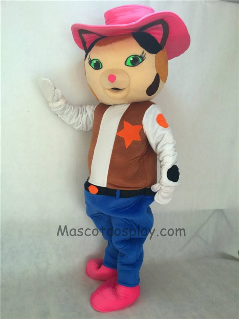 Cute Musical Comedy Series Sheriff Callie's Wild West Cosplay Sheriff Callie Cat Mascot Costume