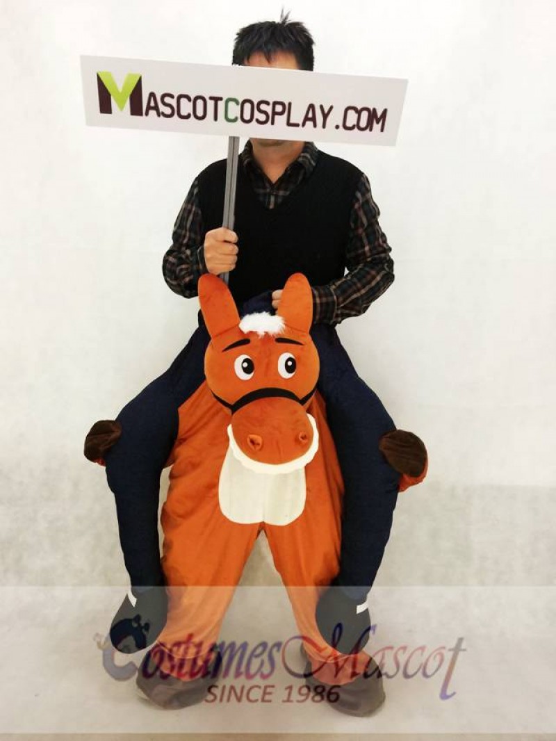 Wild Western Brown Horse Carry Me Piggy Back Mascot Farm Cowboy Costume