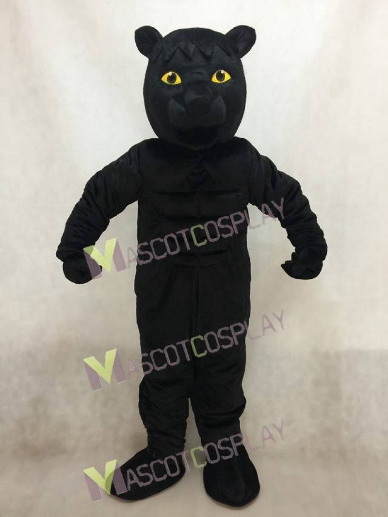 Black Muscled Panther Mascot Costume