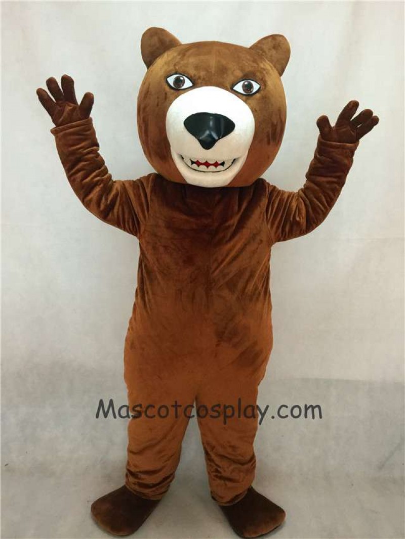 High Quality Realistic New Friendly Fierce Brown Grizzly Bear Mascot Costume