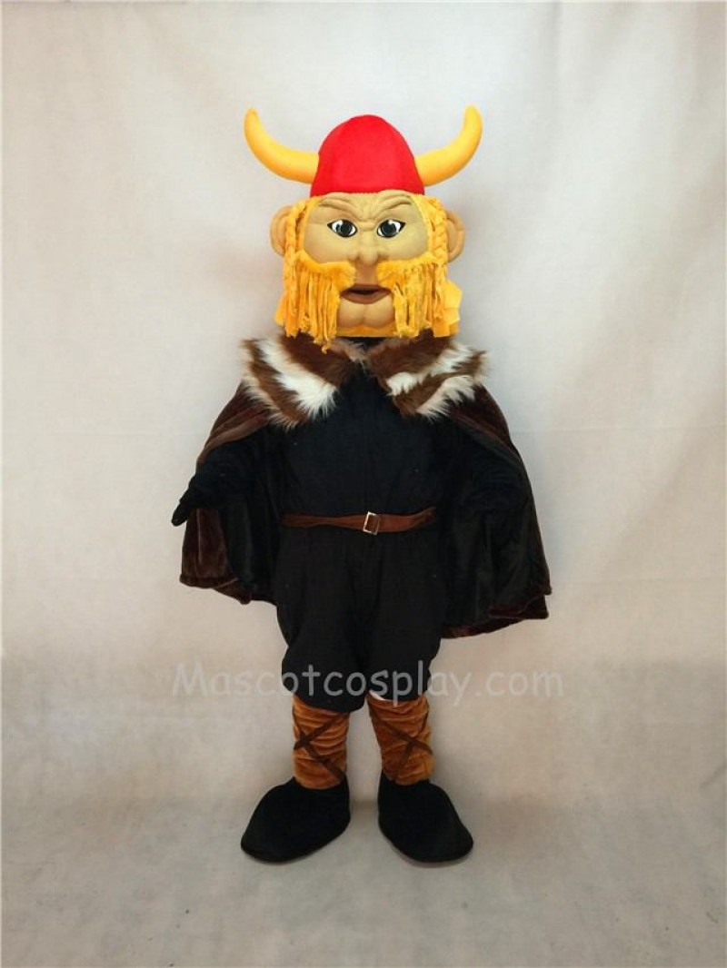 Cute Thor the Giant Viking Mascot Costume with Red Hemlet