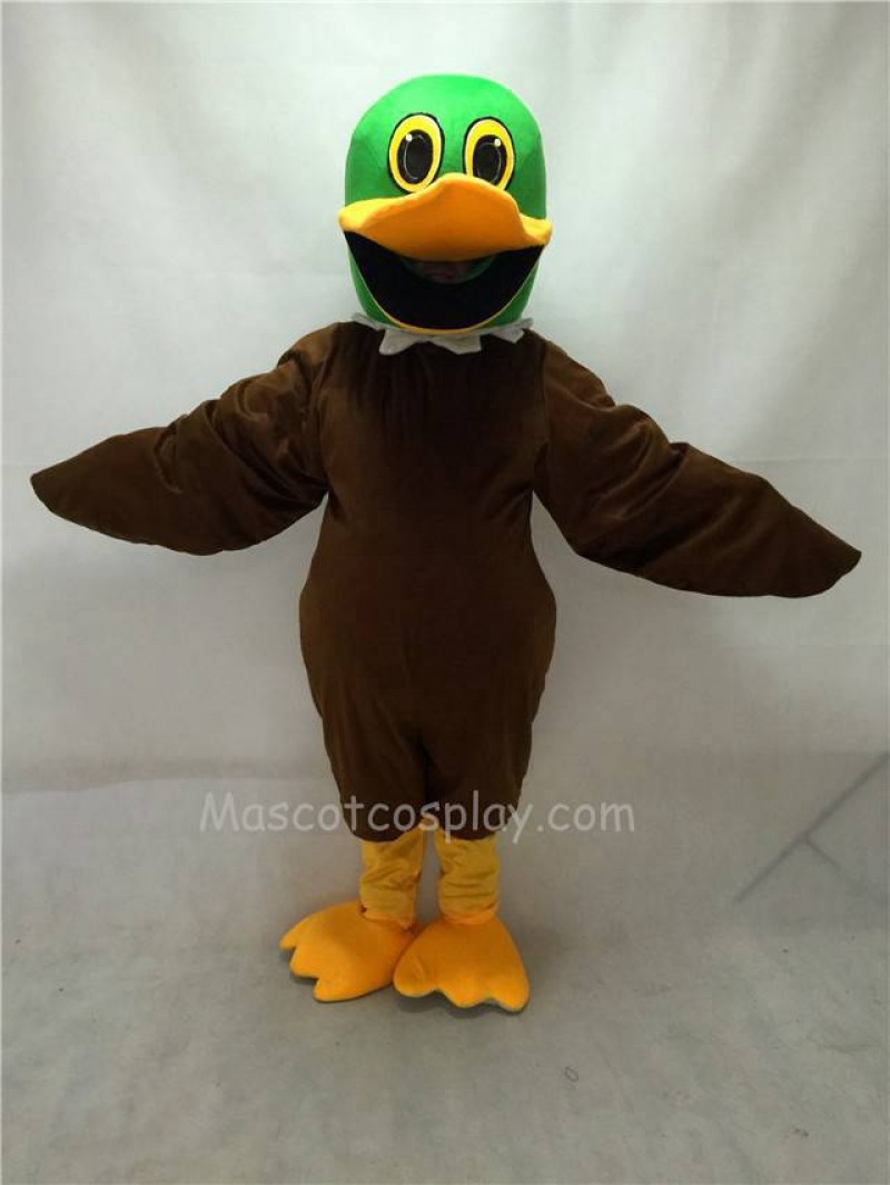 Cute Brown Mallard Duck with Green Head Mascot Costume