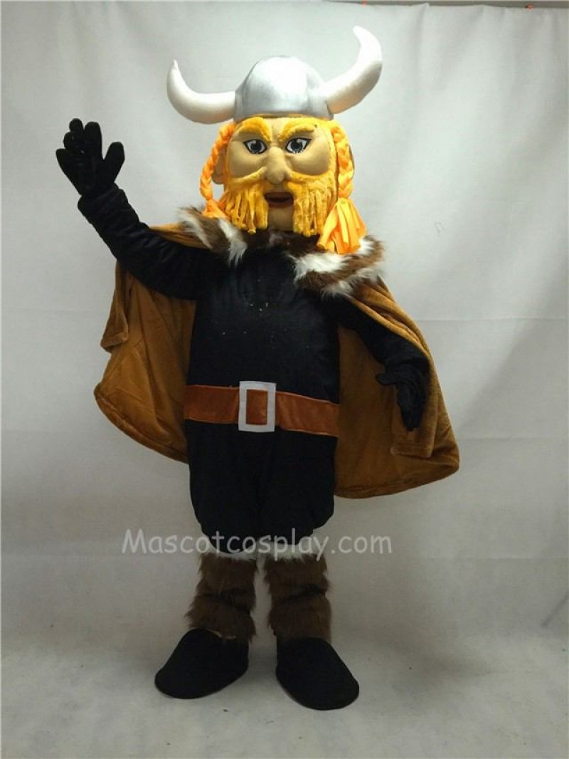 Fierce Thor the Giant Viking Mascot Costume with Silver Hemlet