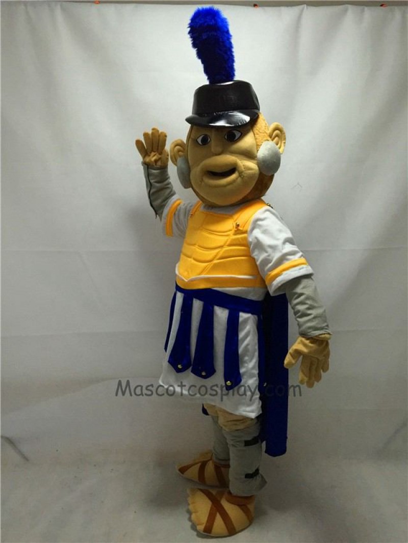 Fierce Troy Trojan Mascot Costume with Yellow Armour