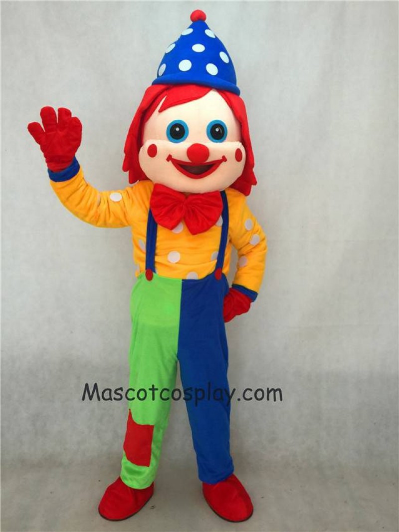 Hot Sale Adorable Realistic New Blue Hat Clown Adult Funny Mascot Costume