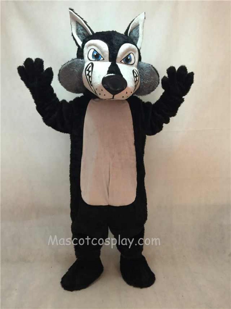 Hot Sale Adorable Realistic New Black and Grey Wolfey Wolf Mascot Costume