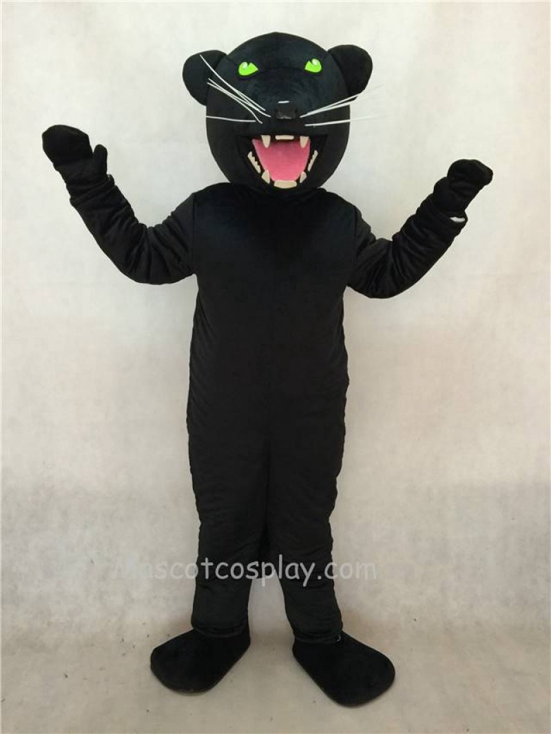 Hot Sale Adorable Realistic New Black Pantera Panther Mascot Costume with Green Eyes