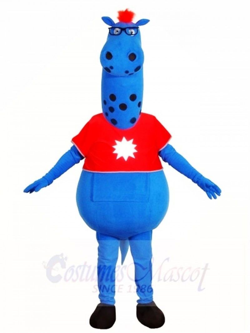 Blue Monster in Red Shirt Mascot Costumes Fantasy