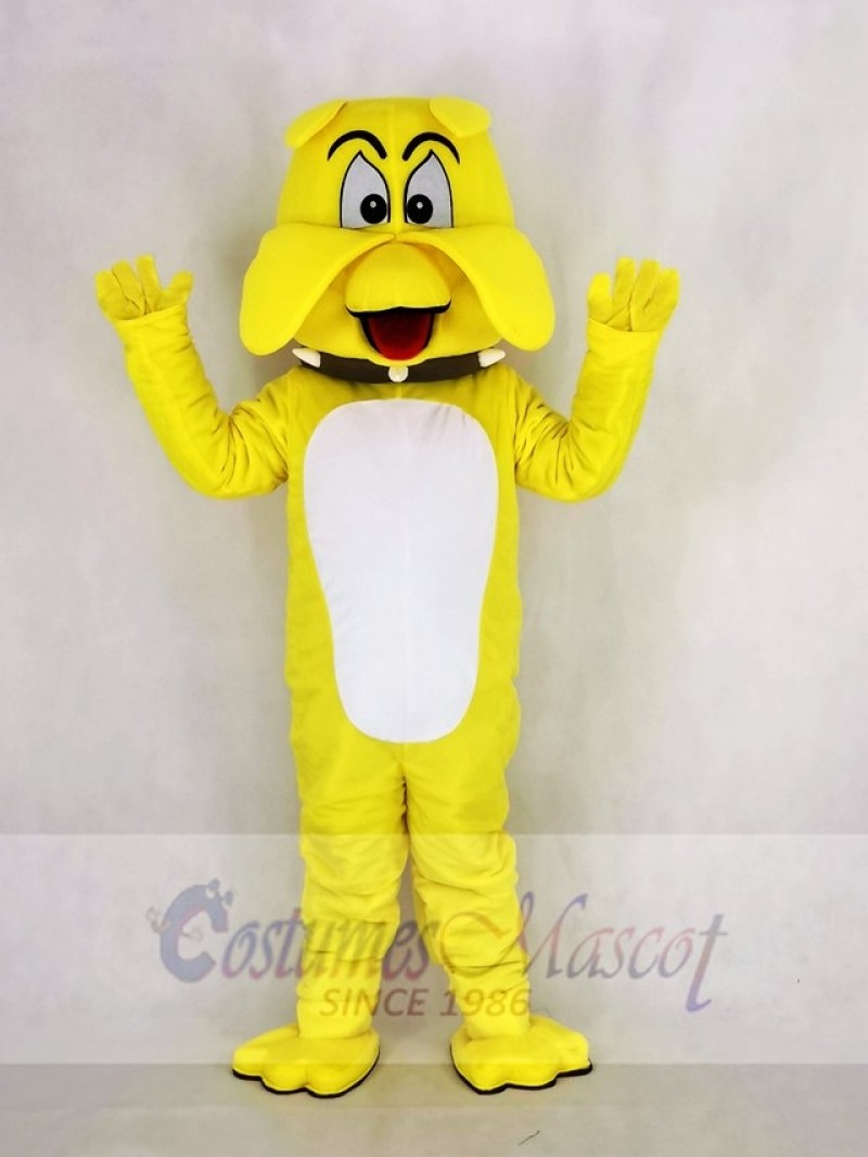 Yellow Bulldog Mascot Costume Cartoon 