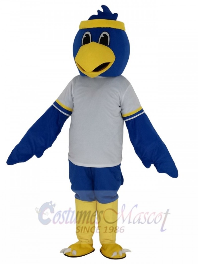 Cute Blue Falcon with White T-shirt Mascot Costume College