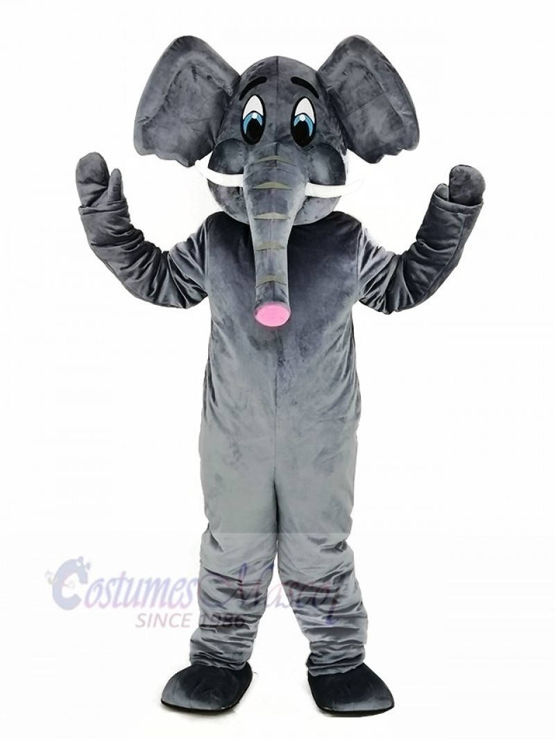 Gray Elephant Adult Mascot Costume Cartoon