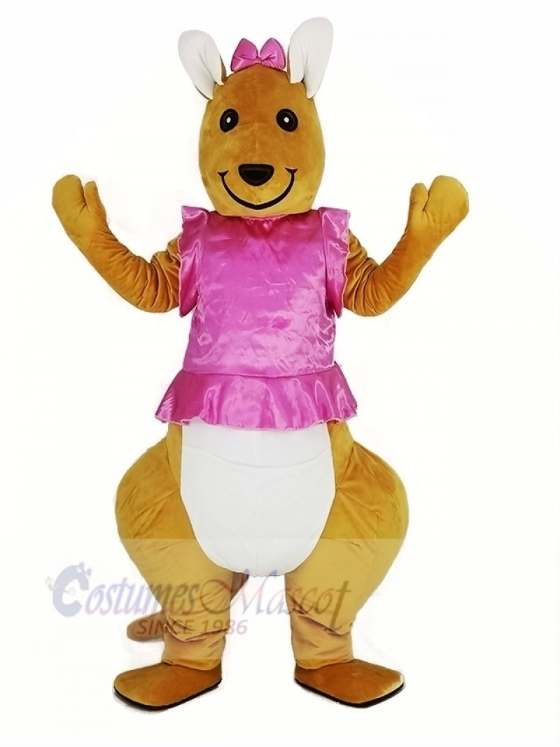Pink Dress Kangaroo Mascot Costume Animal
