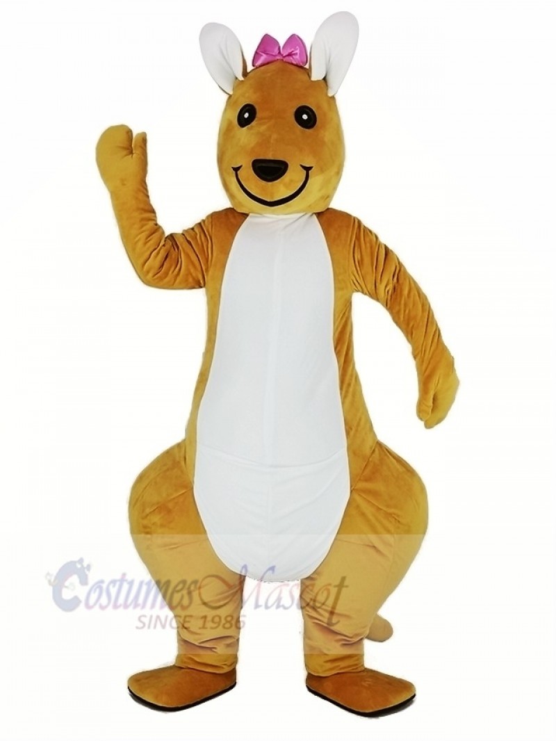 Pink Bowknot Kangaroo Mascot Costume Animal