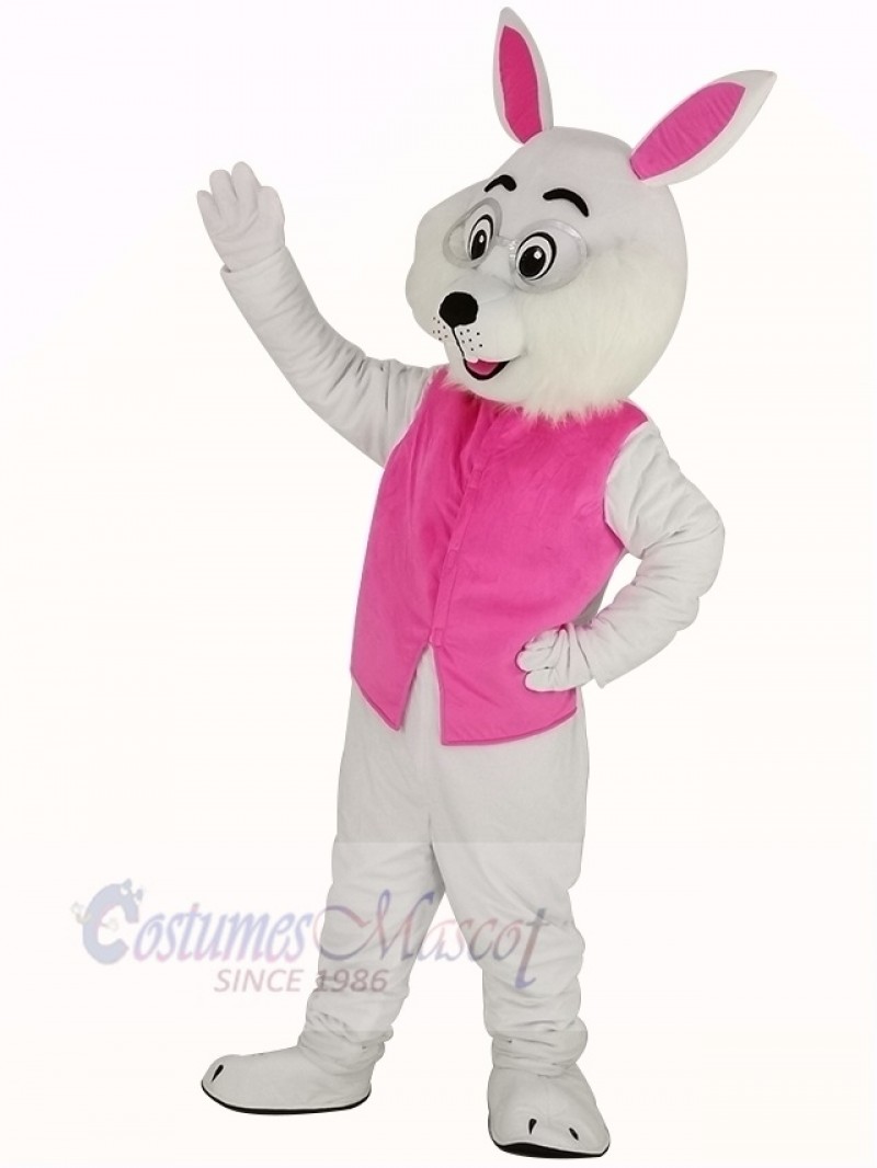 Wendell Rabbit Easter Bunny in Pink Vest Mascot Costume