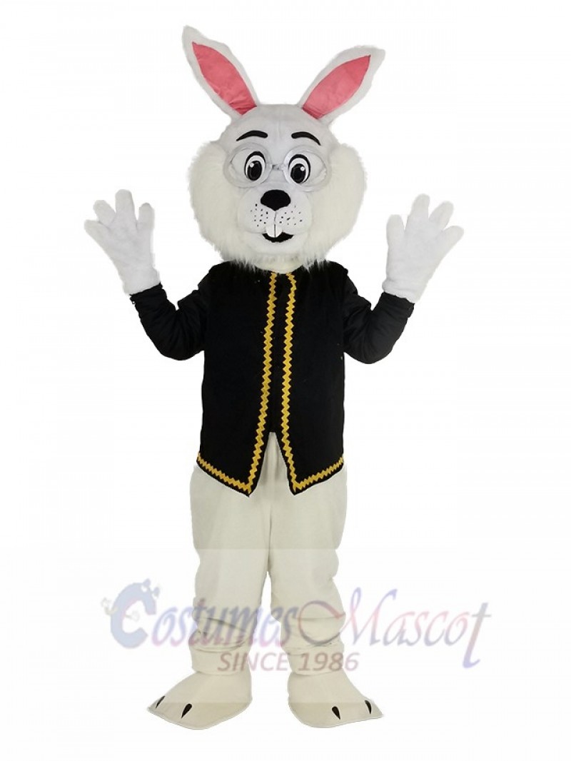 Easter Blue Bunny Rabbit in Black Waistcoat Mascot Costume