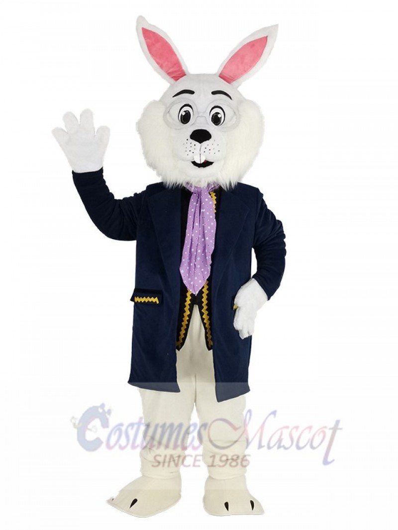 Easter Blue Bunny Rabbit in Blue Suit Mascot Costume