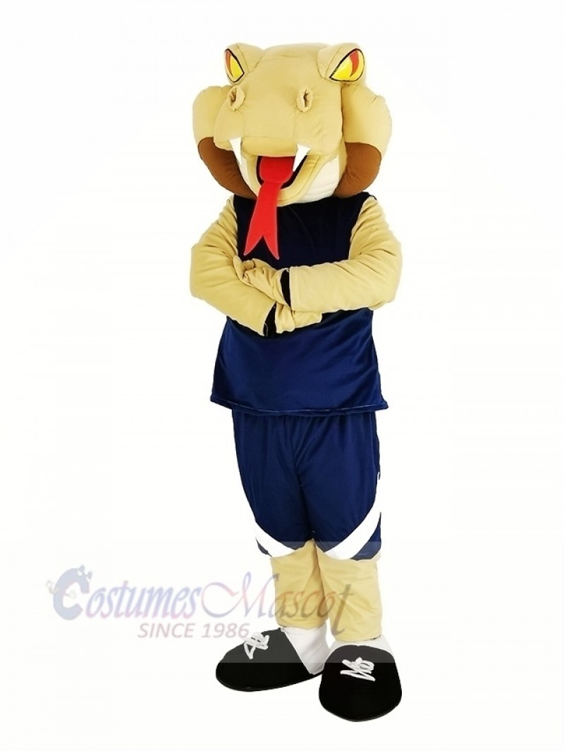 The Cobra Snake with Blue Sportswear Mascot Costume Animal