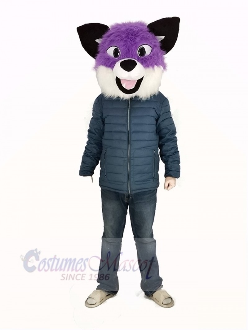 Purple Husky Dog Mascot Costume Head Only