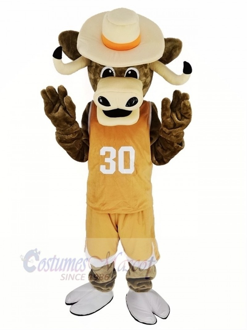 Texas Longhorns Sport Bull with Brown Coat Mascot Costume Animal