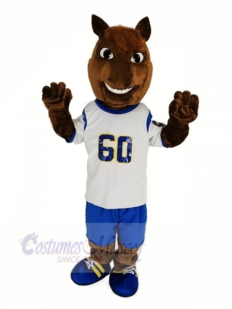 Brown Horse Race with Sport Shirt Mascot Costume