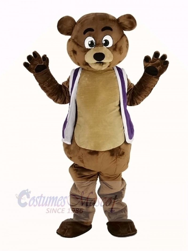 Bob Bear in Purple Vest Mascot Costume Animal